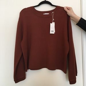 Vince Cropped Cotton Crew in Canyon Oak